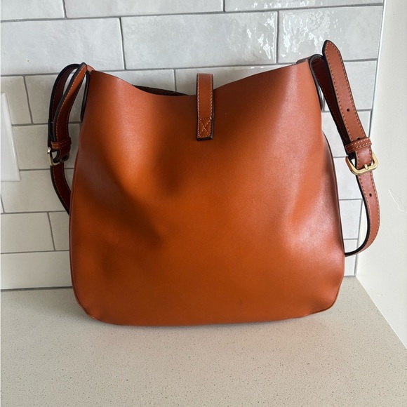 Co Lab Leather Shoulder Crossbody Brown Bag Purse removable insert NWOT - Picture 2 of 11